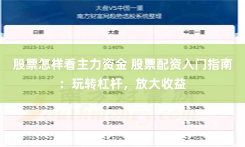 股票怎样看主力资金 股票配资入门指南：玩转杠杆，放大收益